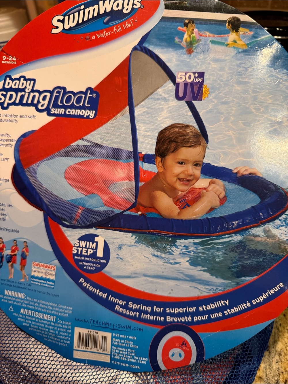 Swimways Baby Spring Float Sun Canopy - Blue & Red